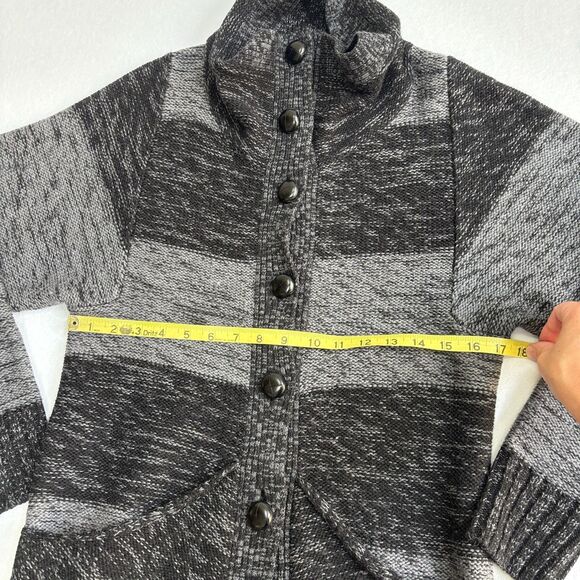 Banana Republic Merino Wool Cardigan Sweater Women's S Stripe Gray Duster Long - Picture 5 of 7